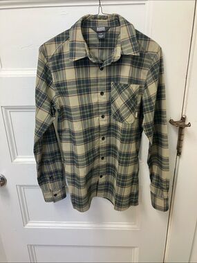 Outdoor Research Navy and Tan Plaid Button-Down Shirt